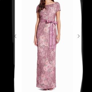 Adrianna Papell - Floral Metallic Jacquard Column Dress size 6